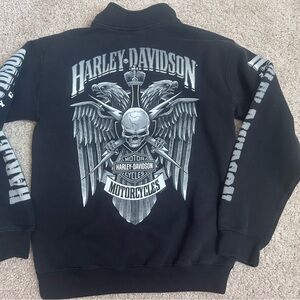 Harley-Davidson y2k AOP skull graphic sweatshirt in Black size small